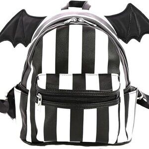 Bat Wing Striped Mini Backpack, Black and White NWT